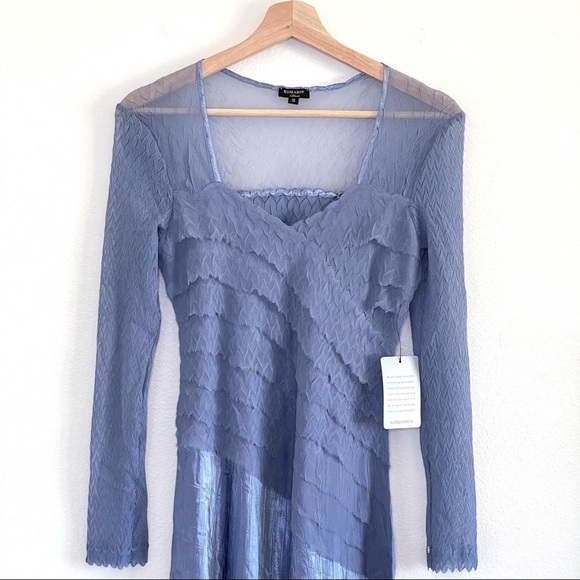 NWT Komarov Charmeuse Chiffon Long Sleeve Midi Dress Persian Violet Small - Picture 5 of 16